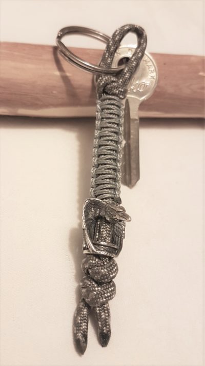 Paracord sværdknude med ørn i sølv - Forn Sidr Handelsplads